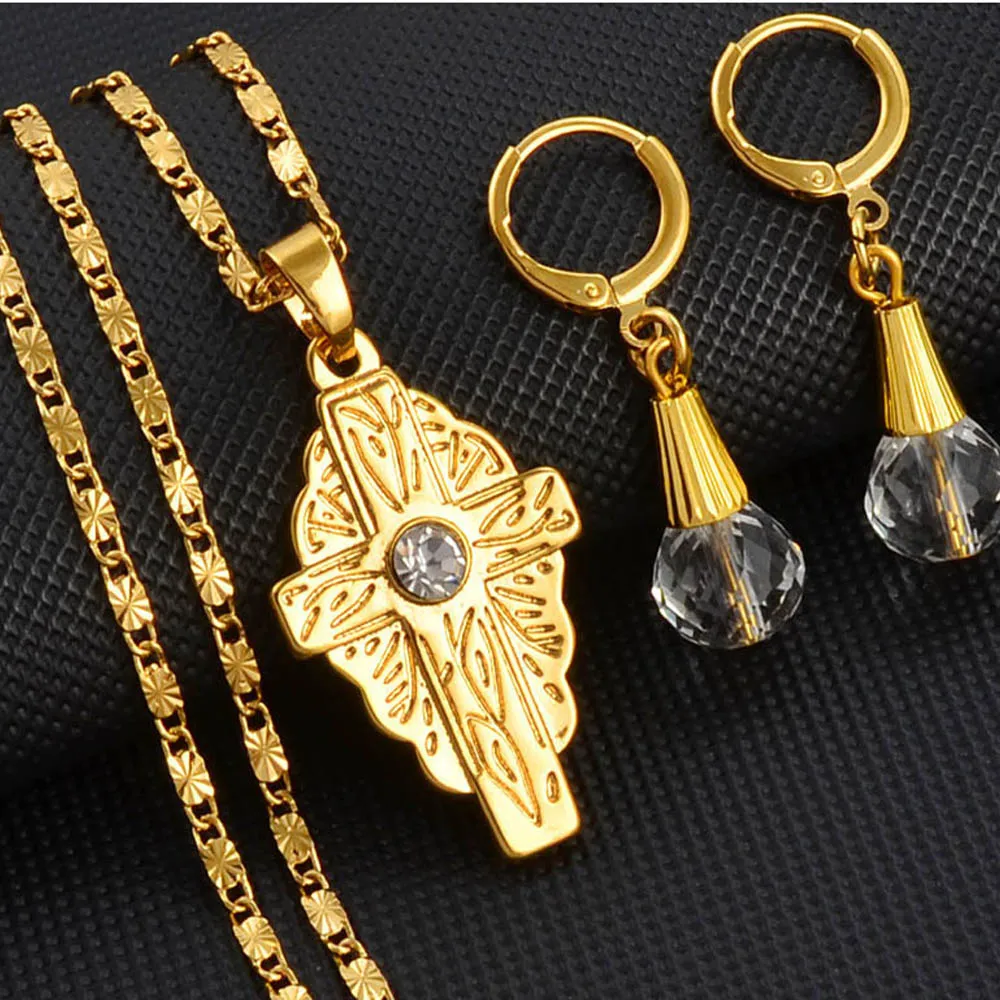Hawaiian Bead Ball Jewelry sets Cross Pendant Necklaces