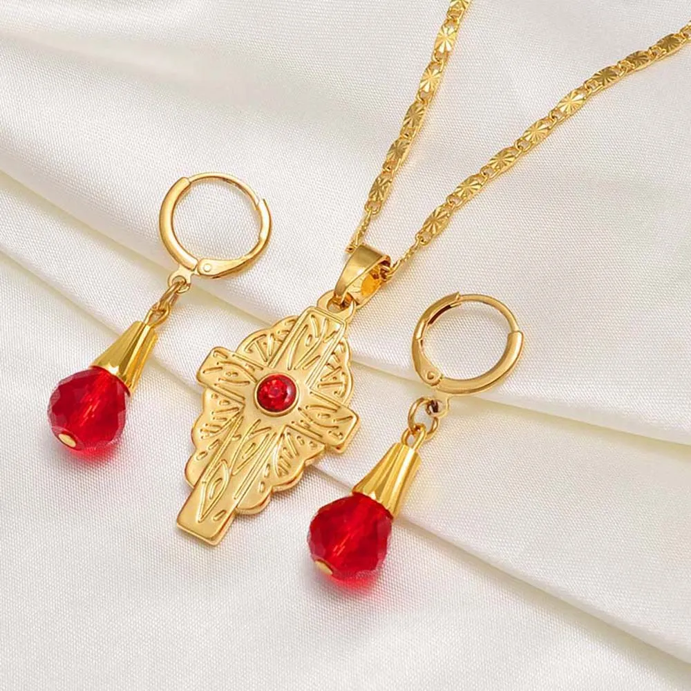 Hawaiian Bead Ball Jewelry sets Cross Pendant Necklaces