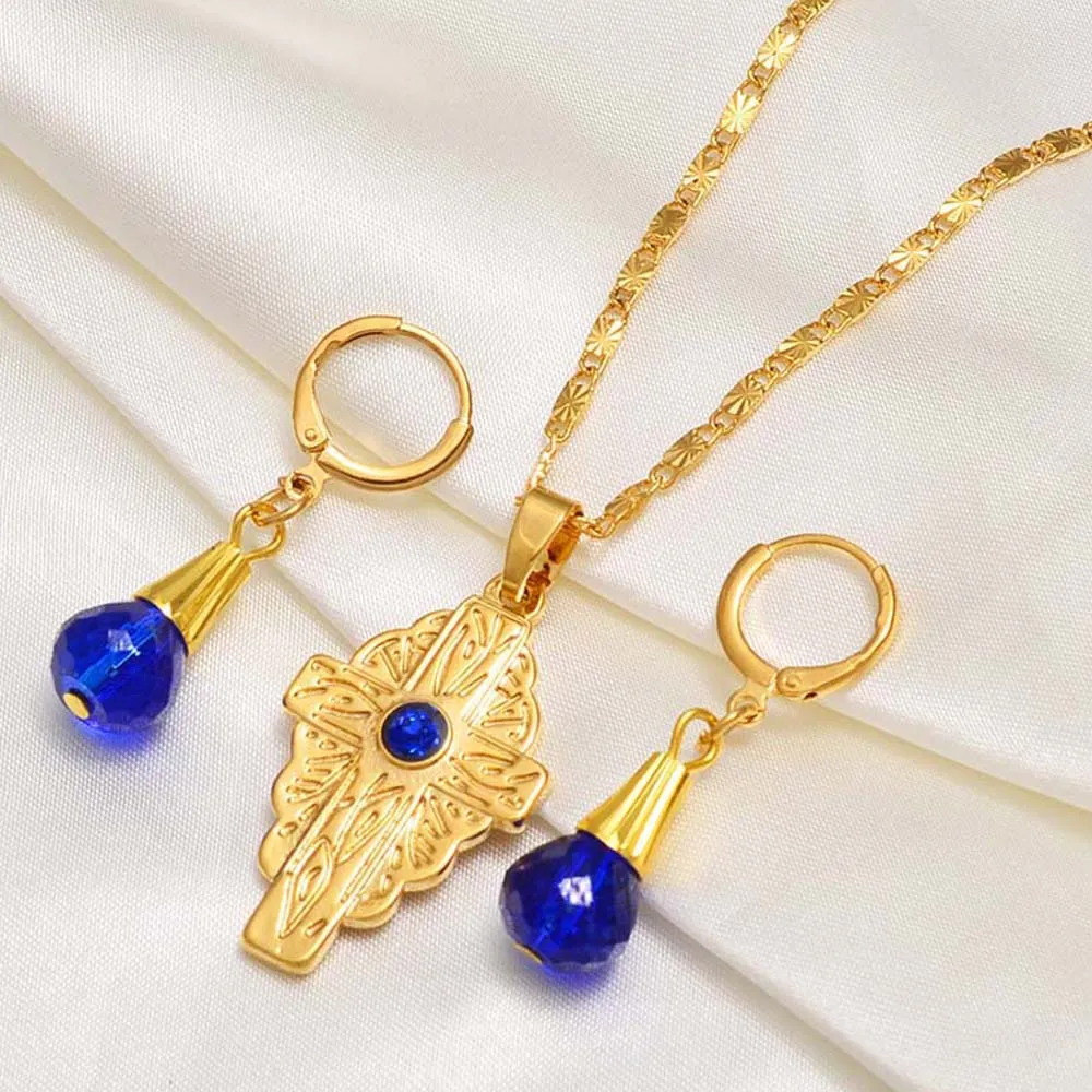 Hawaiian Bead Ball Jewelry sets Cross Pendant Necklaces
