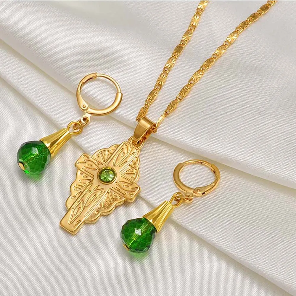Hawaiian Bead Ball Jewelry sets Cross Pendant Necklaces