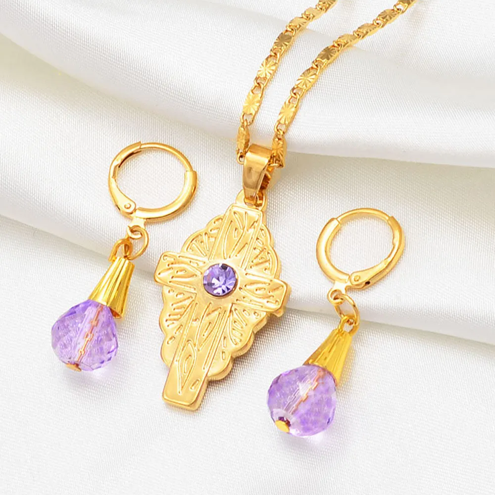 Hawaiian Bead Ball Jewelry sets Cross Pendant Necklaces