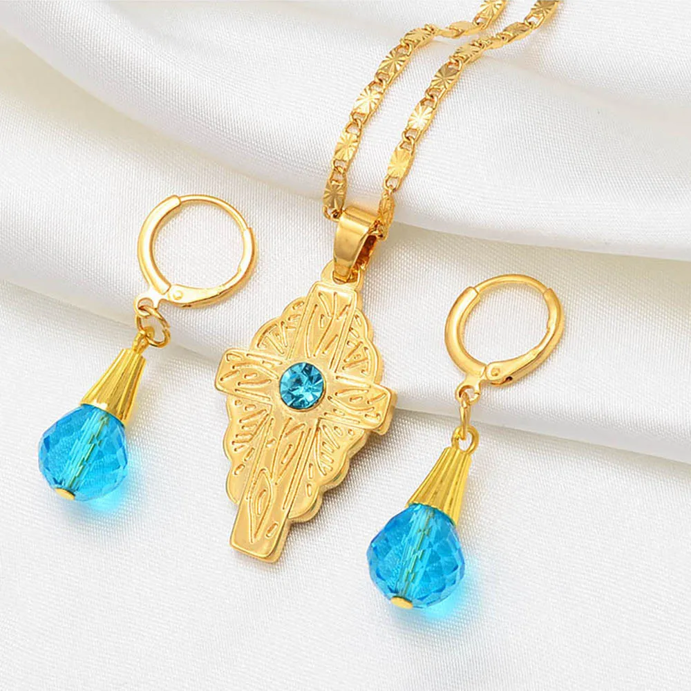 Hawaiian Bead Ball Jewelry sets Cross Pendant Necklaces