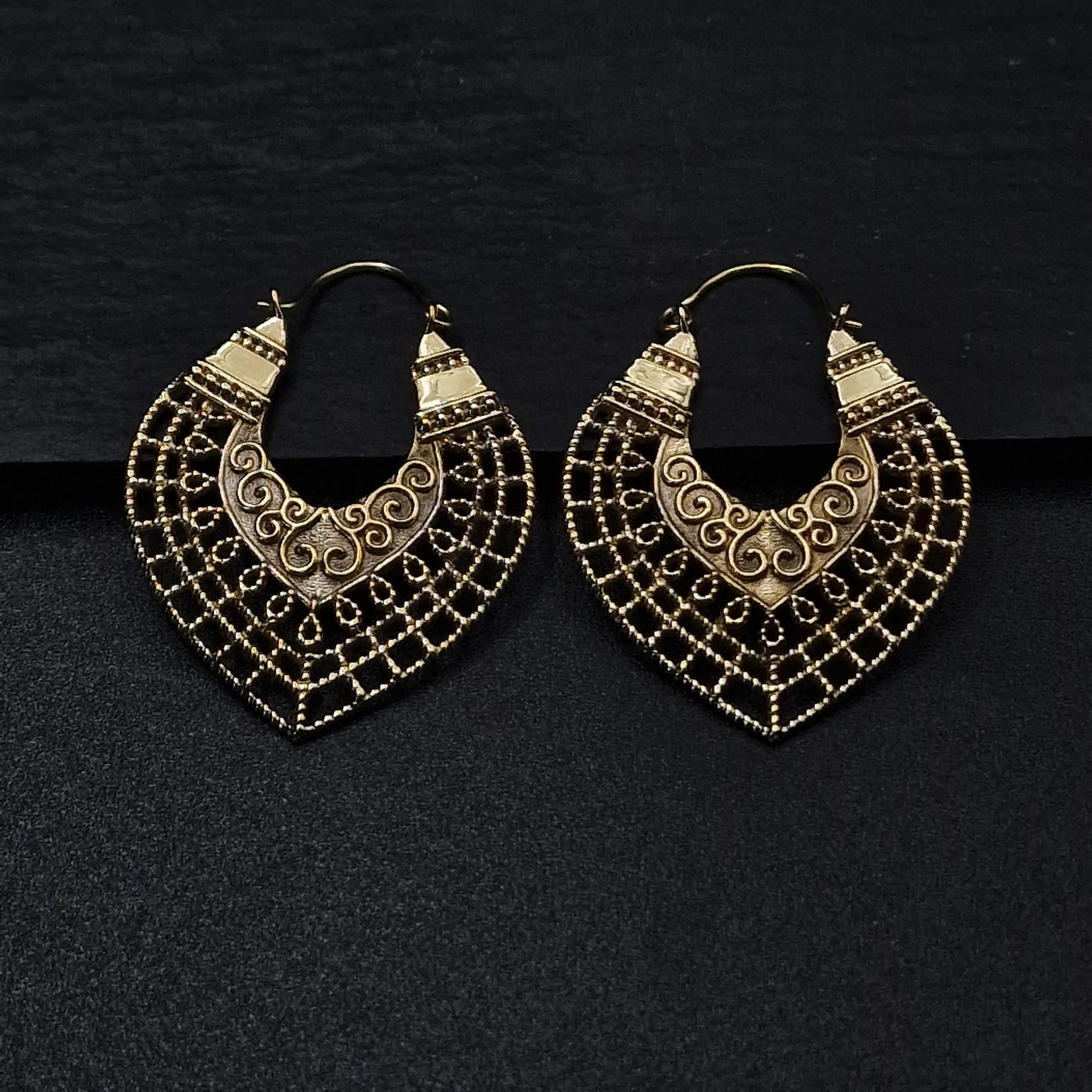 Intricate Tribal Boho Lightweight Hoop Earrings
