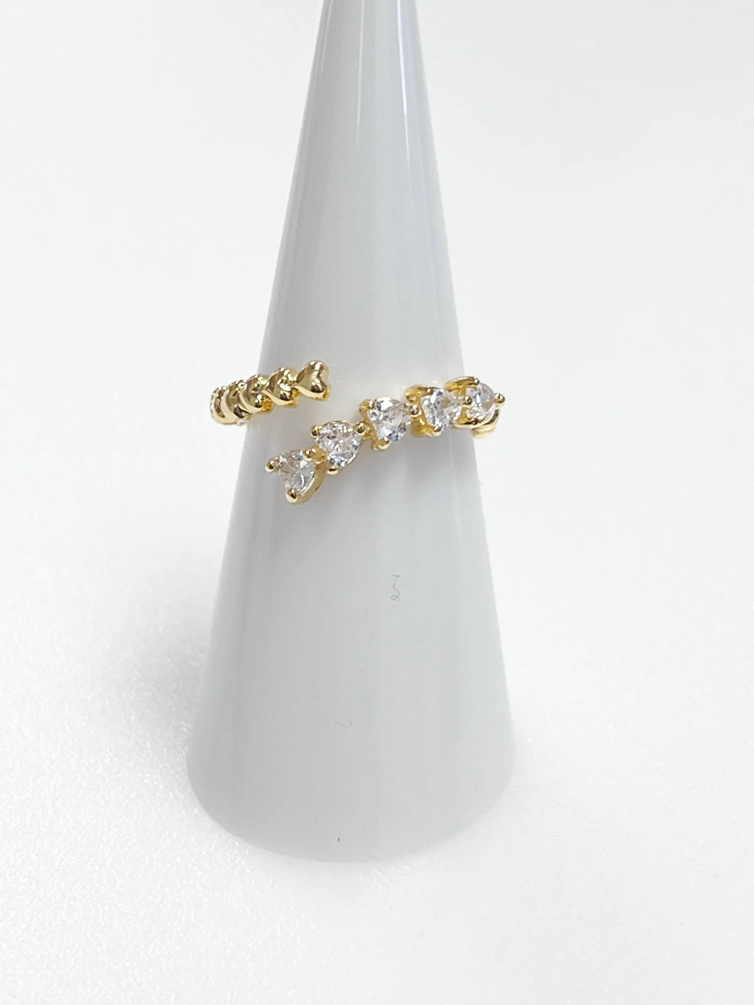 Katy - Gold   Rhinestone Heart Ring