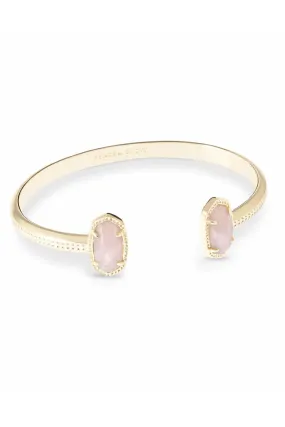 Kendra Scott: Elton Gold Cuff Bracelet - Rose Quartz