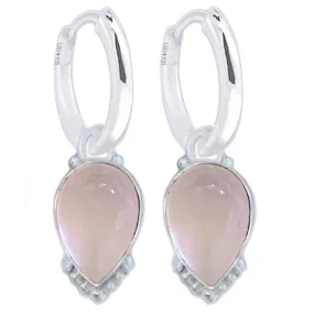 Laihas Large Peaceful Solitude Crystal Rose Quartz Hoop Earrings