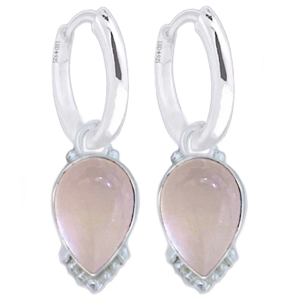 Laihas Large Peaceful Solitude Crystal Rose Quartz Hoop Earrings