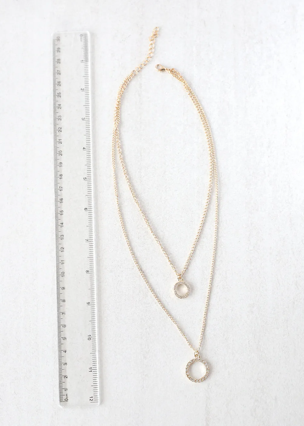 Layered Necklace with Circle Pendant