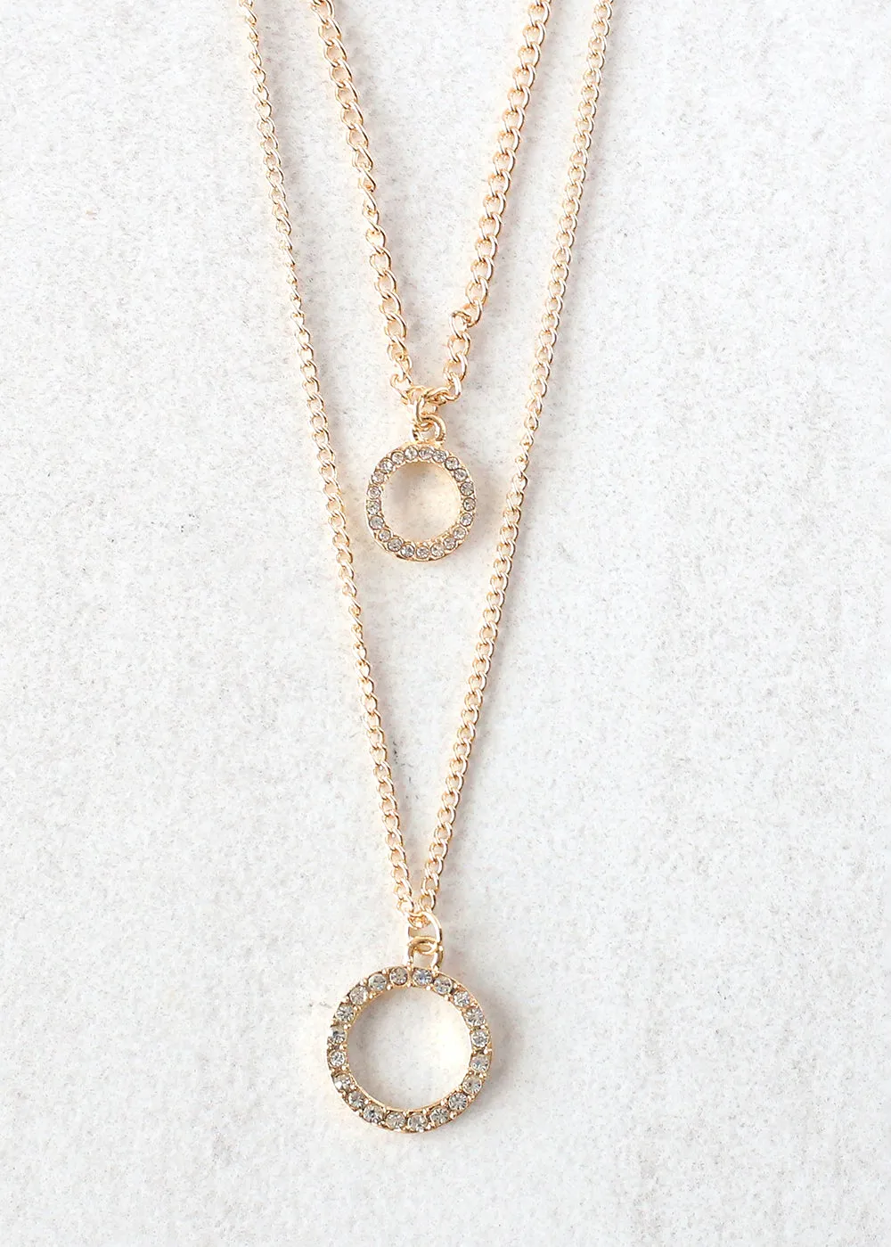 Layered Necklace with Circle Pendant
