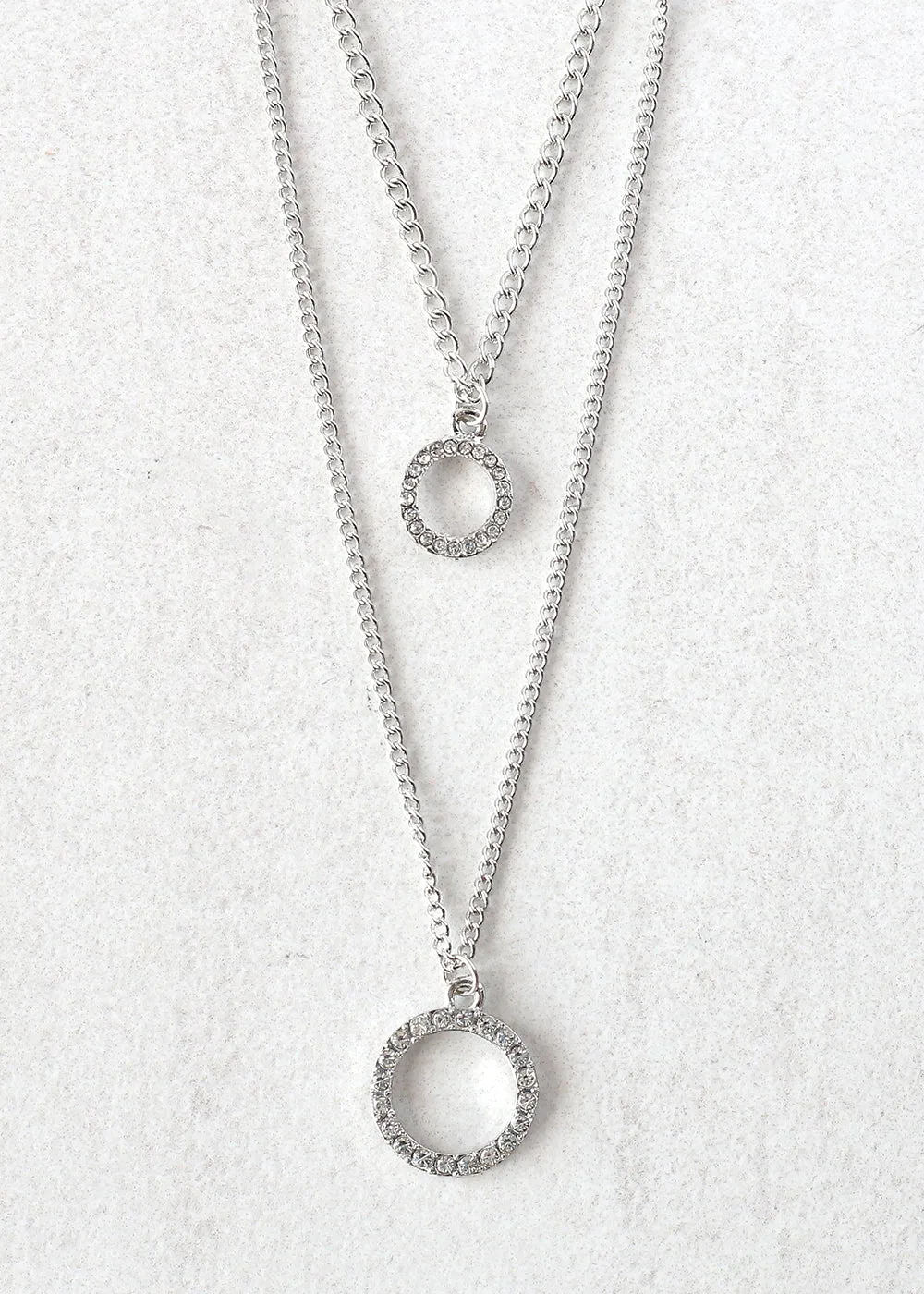 Layered Necklace with Circle Pendant