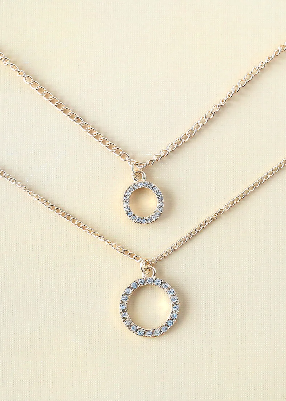 Layered Necklace with Circle Pendant