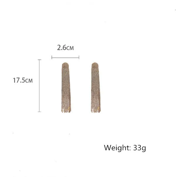 Long Tassel Rhinestone Drop Earrings for Women
