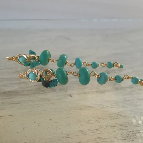 Long Turquoise Vine Earrings