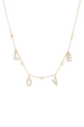 Love Rhinestone Charm Necklace