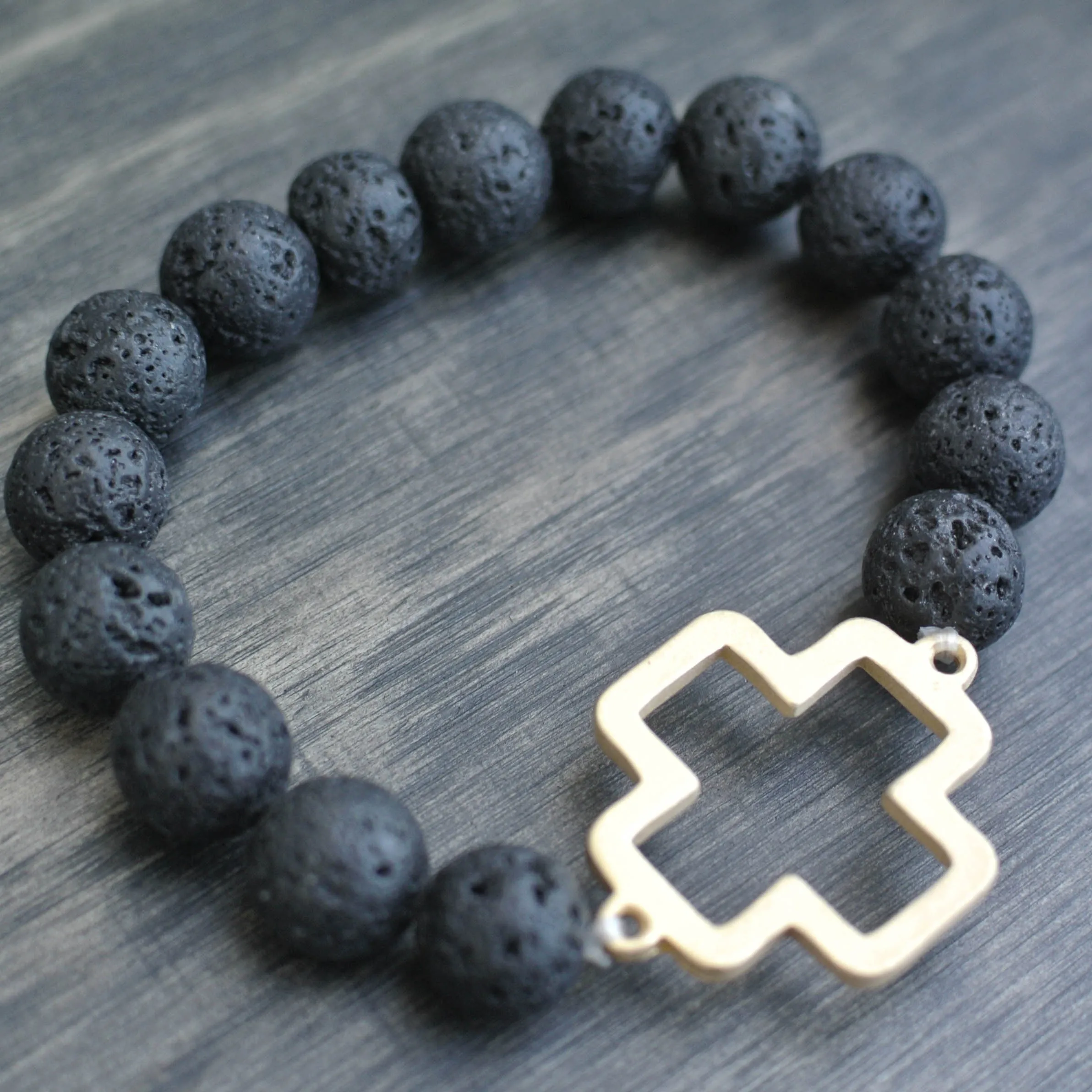 'Luna' Cross Choose Love Stone Bead Bracelet