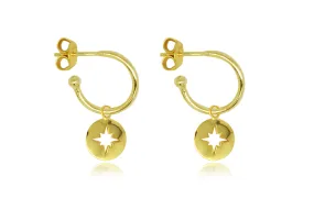 Mack Gold Starburst Charm Sterling Silver Hoop Earrings