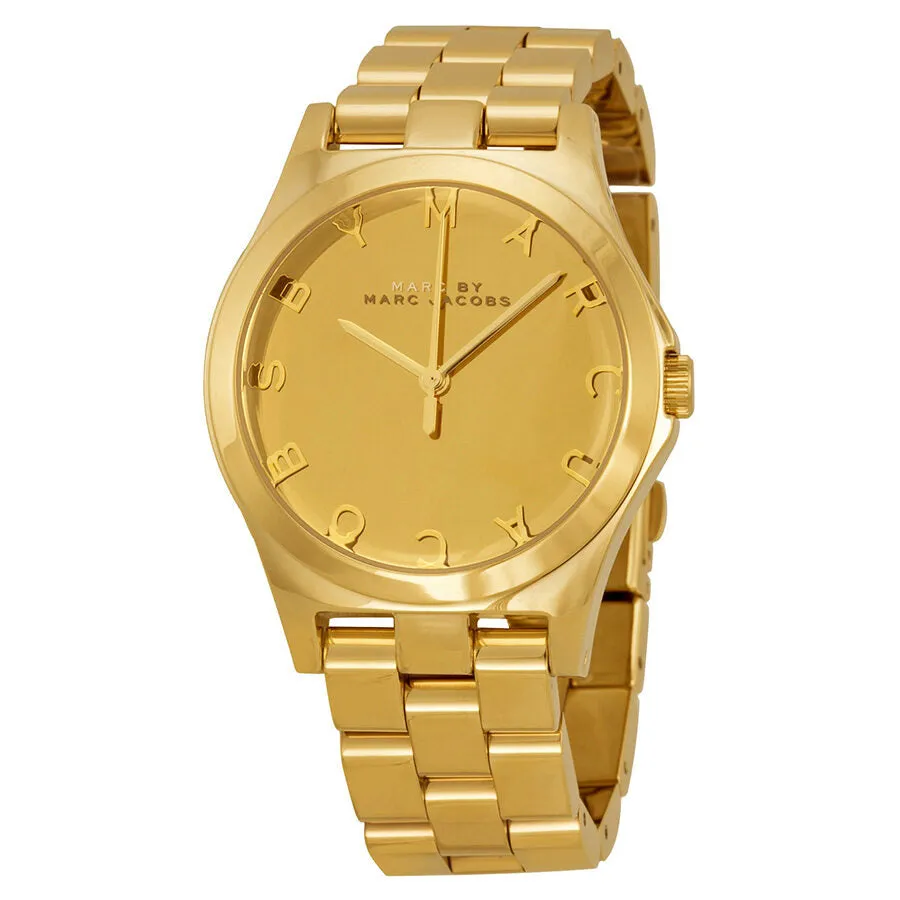 Marc By Marc Jacobs Henry Glossy Gold Dial Gold-Tone Stainless Steel Ladies Watch MBM3211