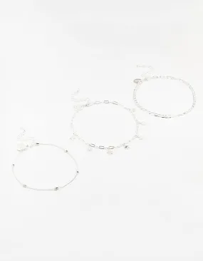 Mixed Chain Anklets 3-Pack