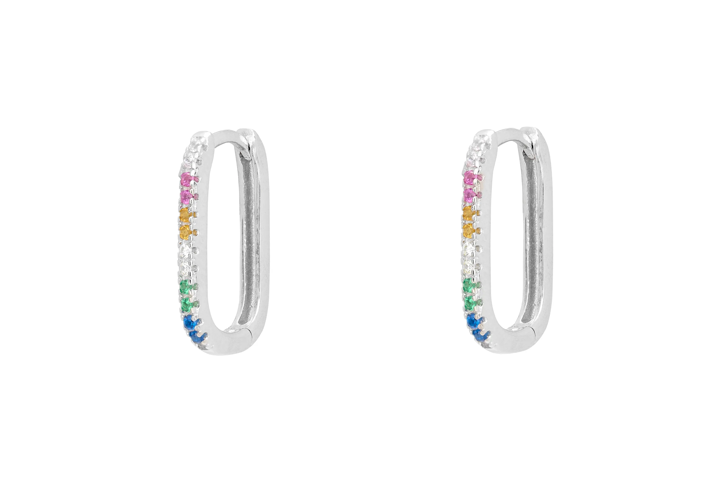 Myers Multicolour CZ Sterling Silver Hoop Earrings