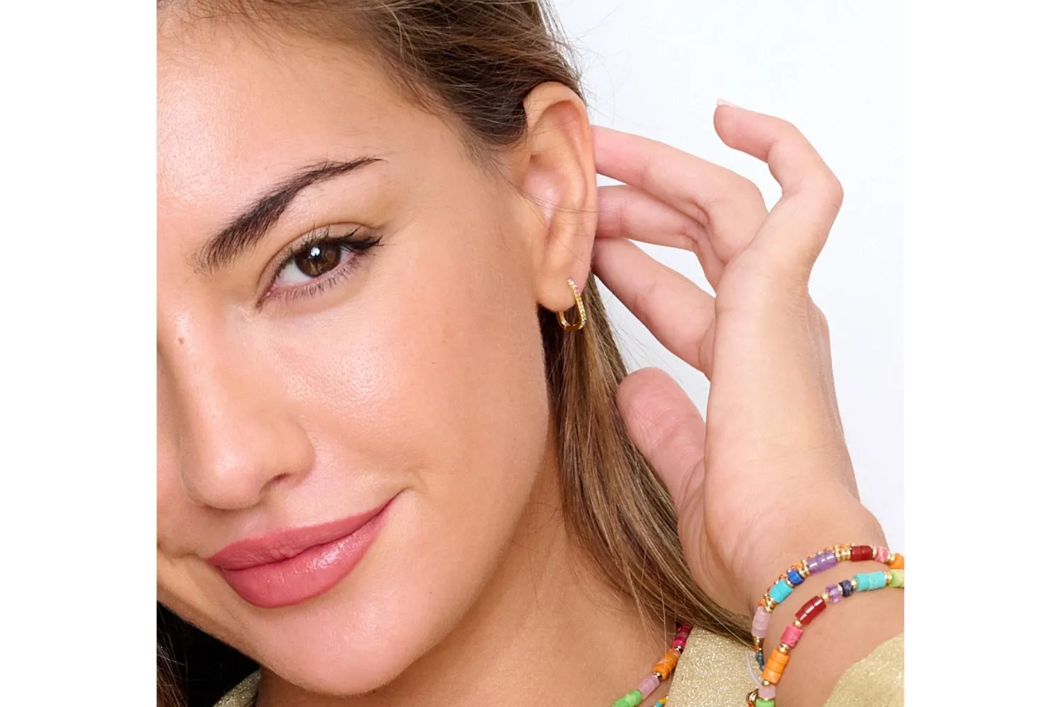 Myers Multicolour CZ Sterling Silver Hoop Earrings