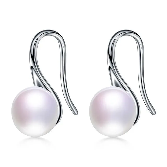 Natural Pearl Earrings  925 Sterling Silver
