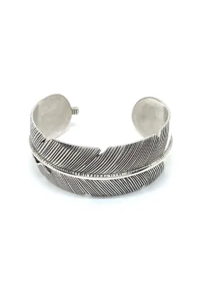 Navajo Feather Sterling Silver Wide Cuff