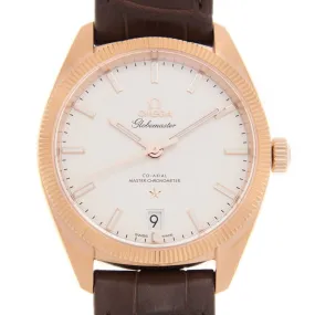 Omega Constellation Globemaster Automatic Chronometer Silver Dial Men's Leather Watch 130.53.39.21.02.001