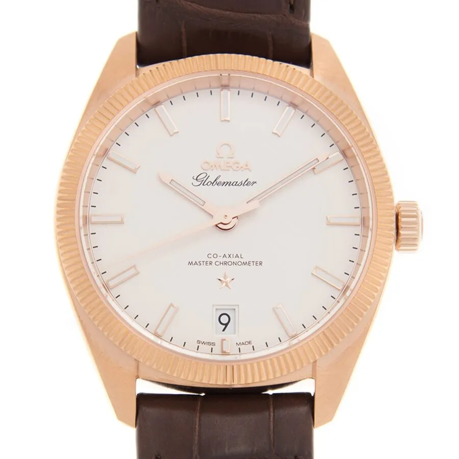 Omega Constellation Globemaster Automatic Chronometer Silver Dial Men's Leather Watch 130.53.39.21.02.001