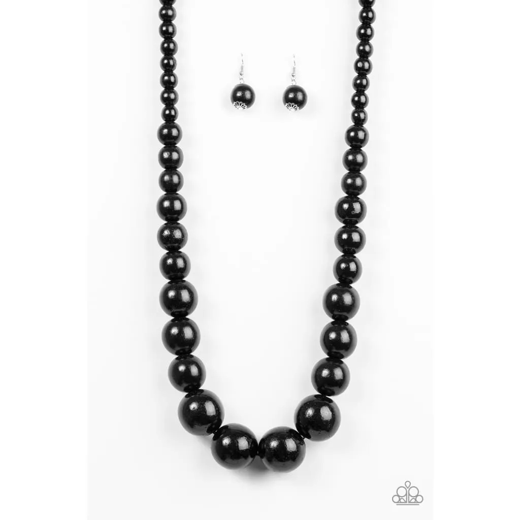 Paparazzi Effortlessly Everglades - Black Wood Necklace