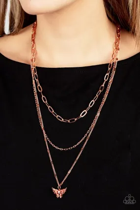 Paparazzi Necklace ~ Bountiful Butterflies - Copper