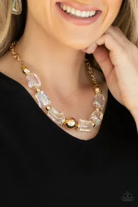 Paparazzi Necklace ~ Iridescently Ice Queen - Gold