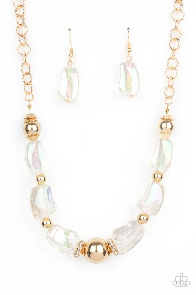 Paparazzi Necklace ~ Iridescently Ice Queen - Gold