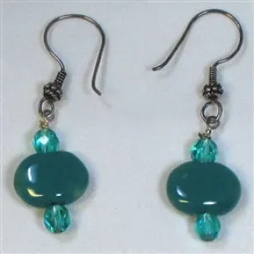 Peacock African Kazuri and Crystal Earrings