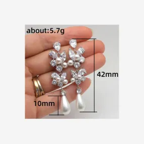 PEARL CRYSTAL DROP EARRINGS