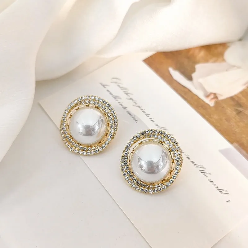 Pearl Earrings with Cubic Zirconia | Style No. 124