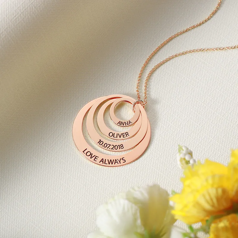 Personalised Family Stacked Rings Necklace