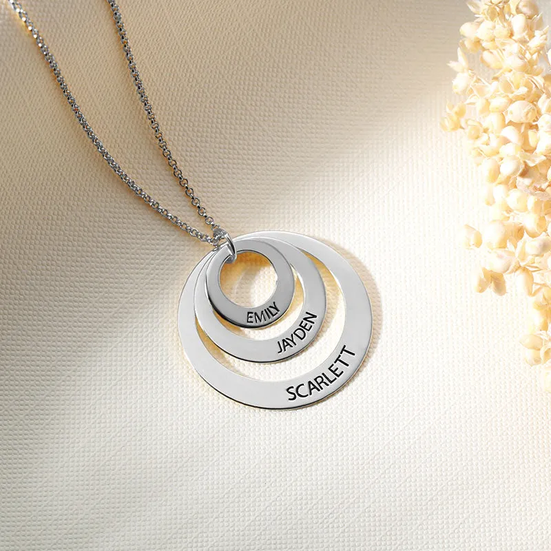 Personalised Family Stacked Rings Necklace