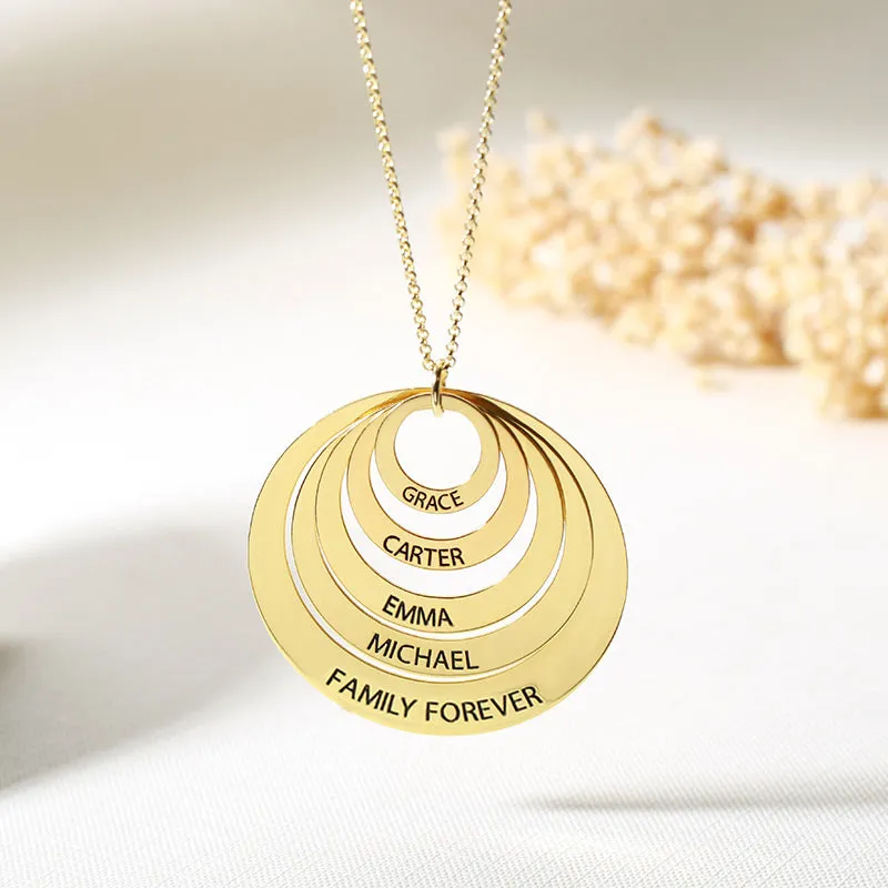 Personalised Family Stacked Rings Necklace