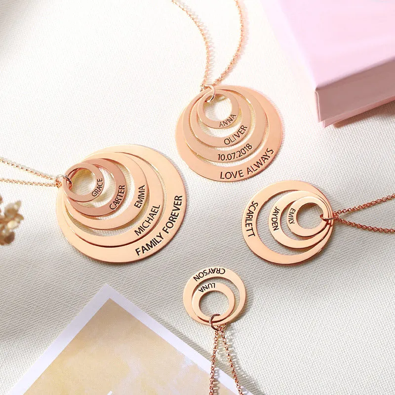 Personalised Family Stacked Rings Necklace
