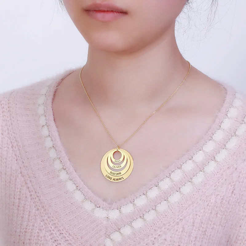 Personalised Family Stacked Rings Necklace
