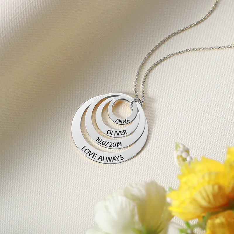 Personalised Family Stacked Rings Necklace