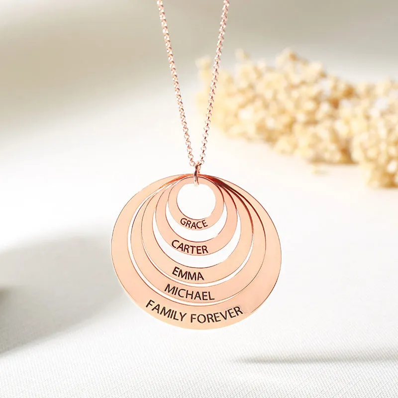 Personalised Family Stacked Rings Necklace