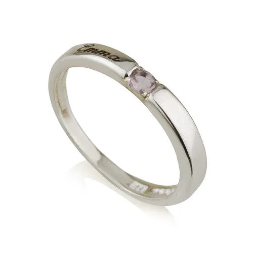 Personalised Name and Birthstone Stacker Ring