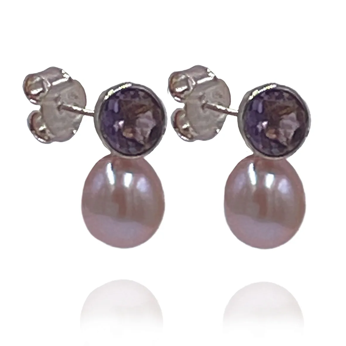 Pink Freshwater Pearl & Amethyst 'Gatsby' Earrings