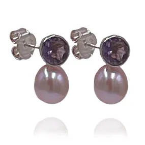 Pink Freshwater Pearl & Amethyst 'Gatsby' Earrings