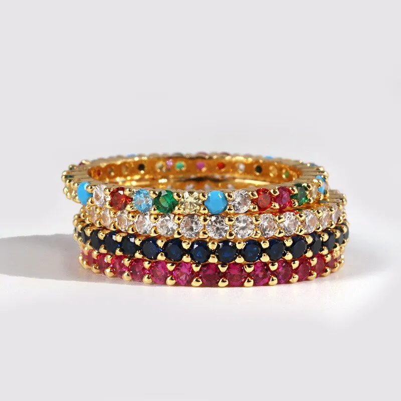 Rainbow Collection Multi Color Eternity bands