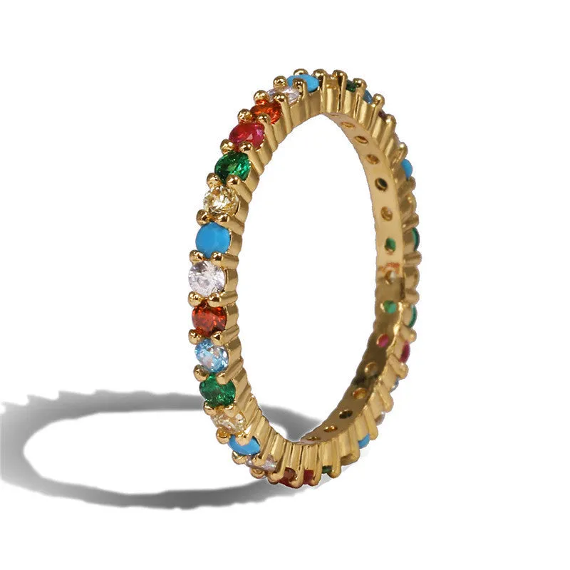 Rainbow Collection Multi Color Eternity bands