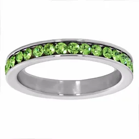 Rashida: 0.78ct Peridot Ice CZ 316 Steel 3mm Eternity Band Ring