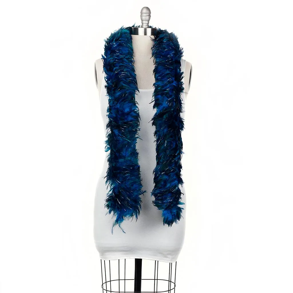 Red Chinchilla Saddle Rooster Feather Boa 4-5" - Dark Turquoise