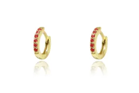 Reddy Garnet CZ Sterling Silver Hoop Huggies